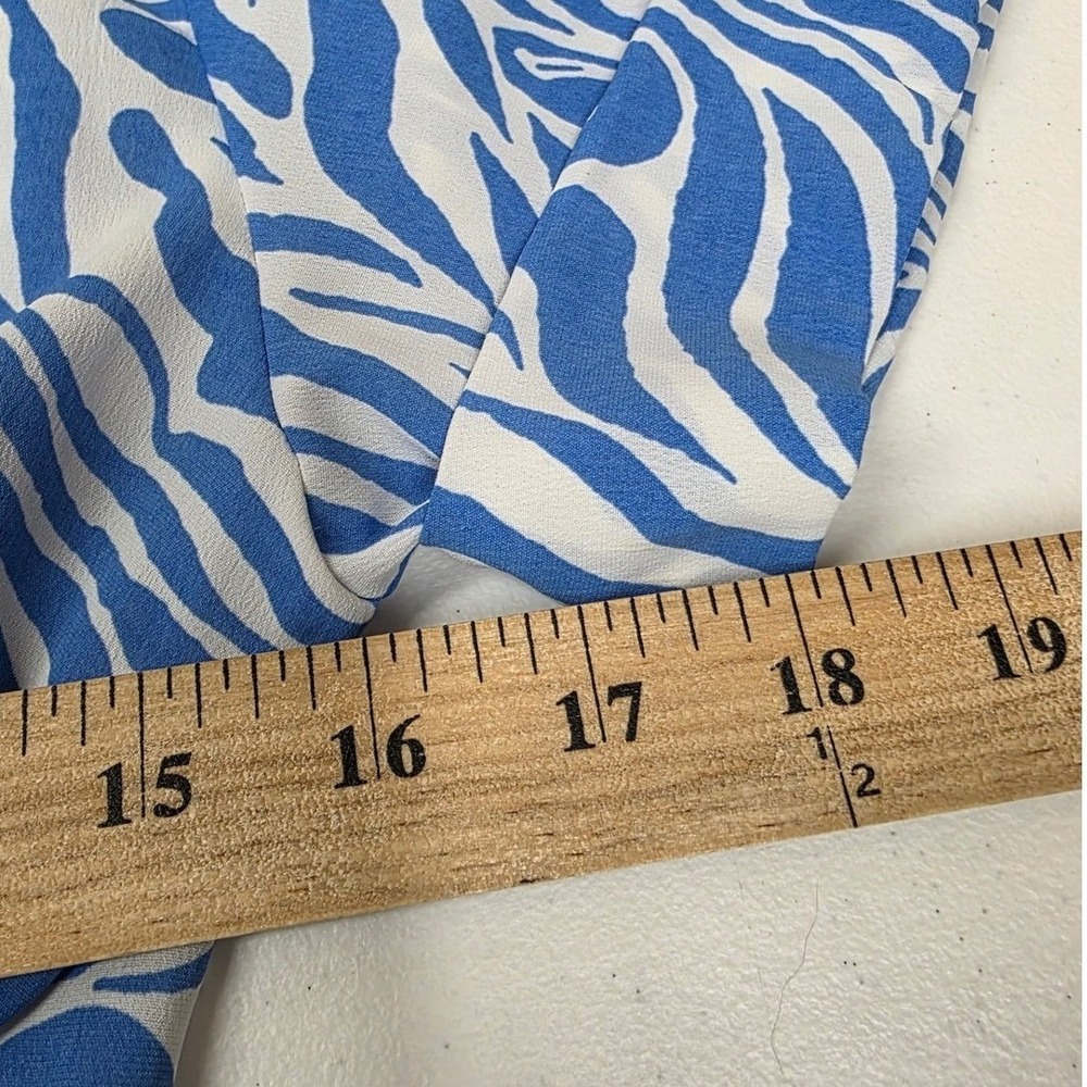 Aakaa Blue White Zebra Print Cutout Midi Dress Collared Women Size M - Picture 4 of 6